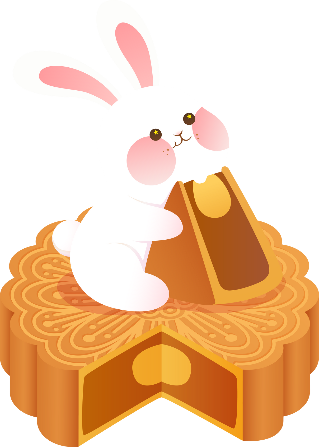 Mid Autumn Festival - Moon Rabbit Eat Mooncakes