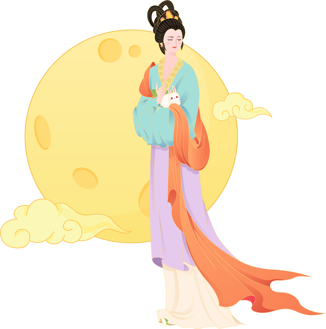 Hand-drawn Mid-Autumn Festival Illustration-fairies Chang'e