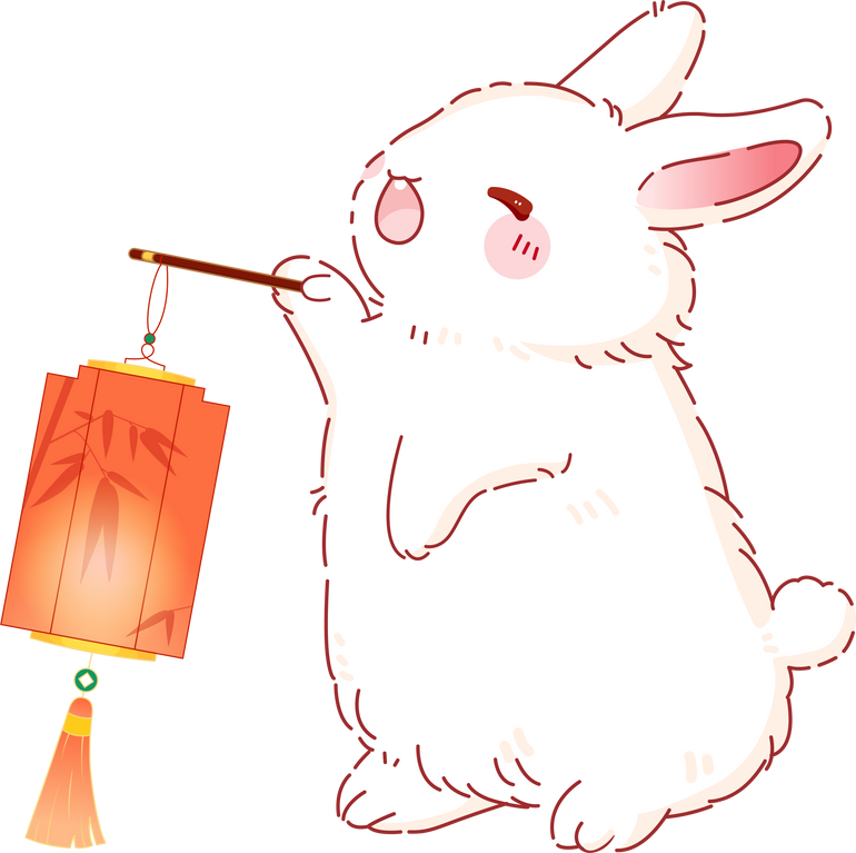 Hand drawn Mid-Autumn Festival illustration - Cute rabbit holding a lantern