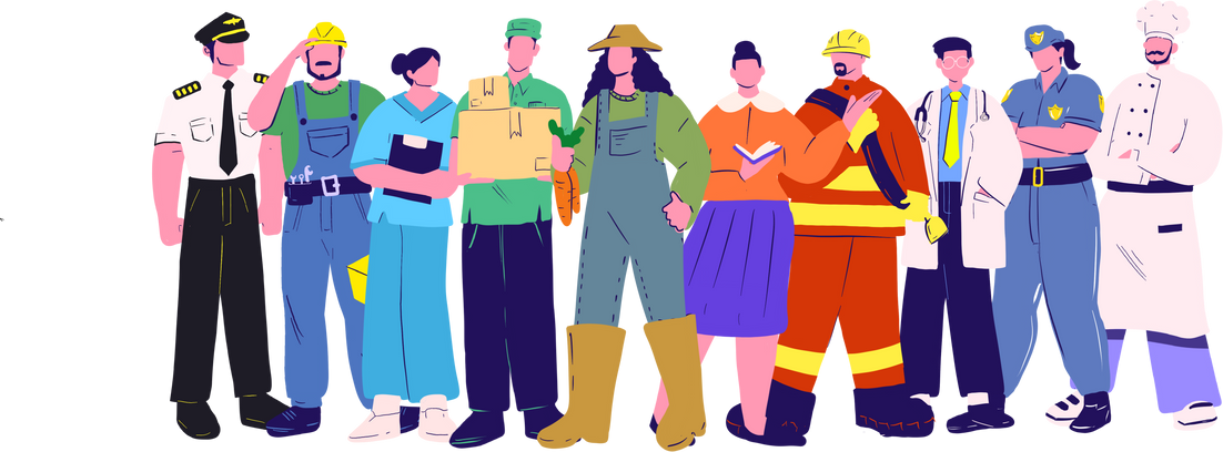 Happy Labor Day People Cartoon