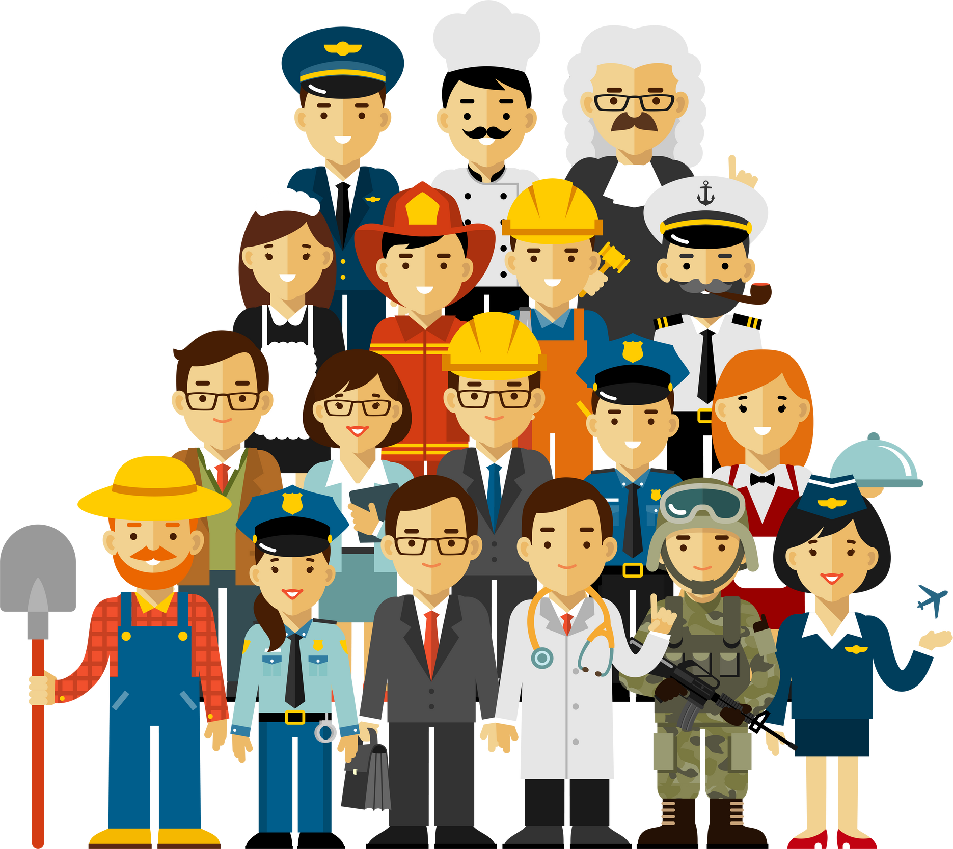 Group Crowd of People of Different Professions, Occupations, Employment, Jobs, Career. International Labor Day