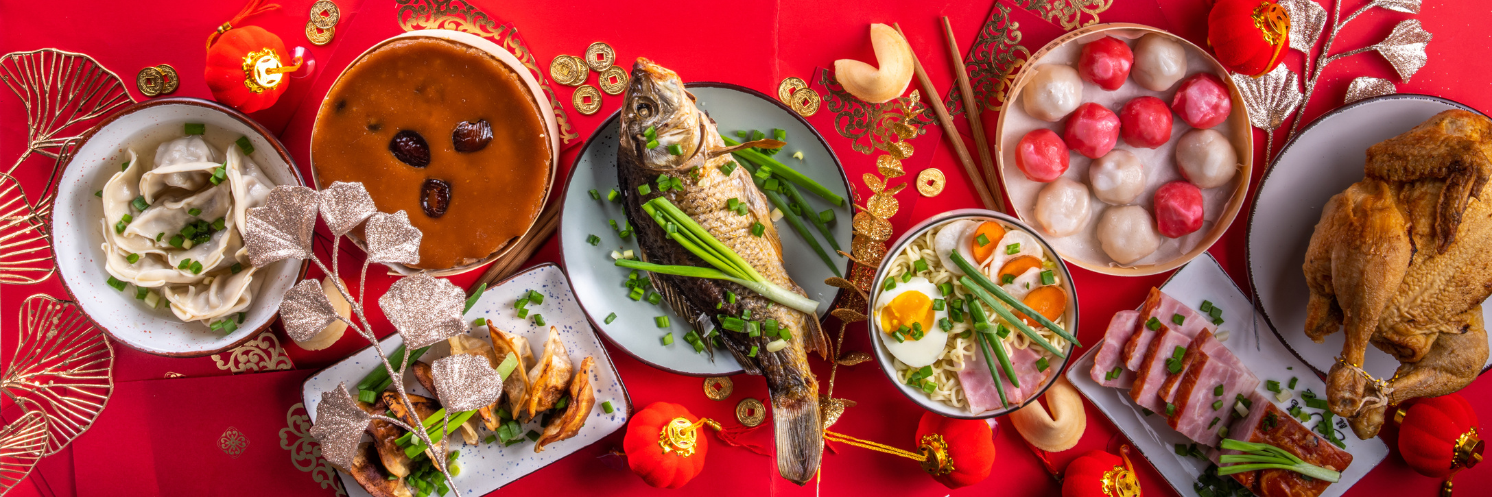 Chinese lunar New Year dinner table