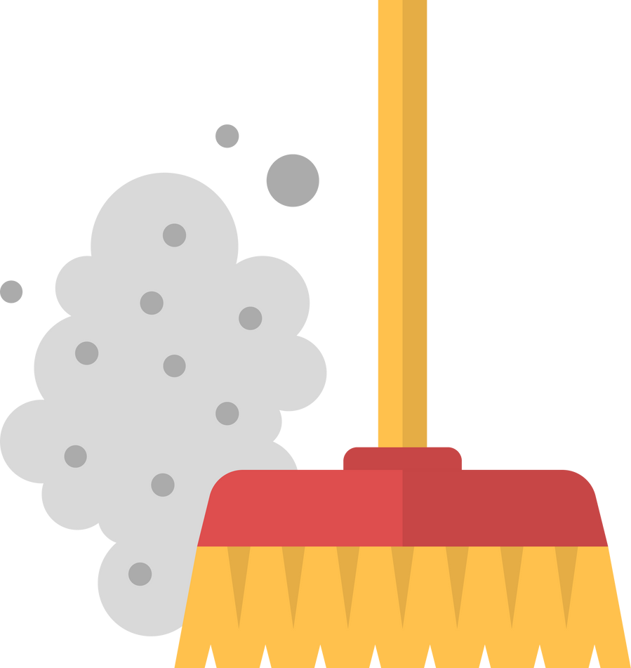 Dust sweeping brush. Floor cleaning color icon